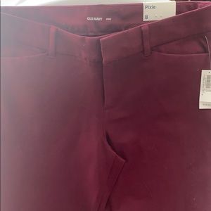 Old navy pixie pants burgundy color